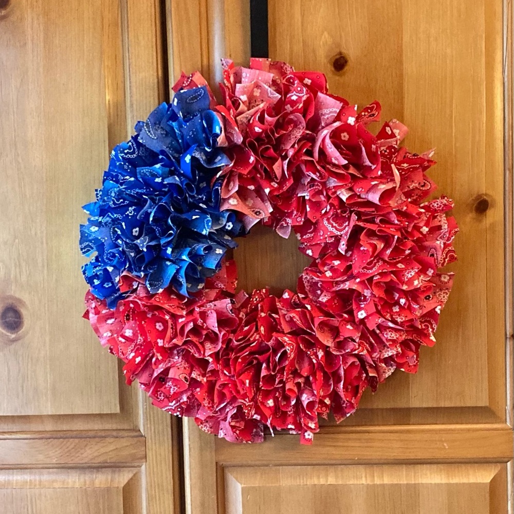 Patriotic Fabric Rag Wreath